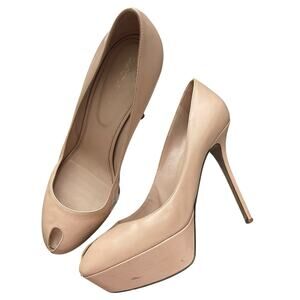 Sergio Rossi EUR 40.5 US 10.5 Peep Toe Stiletto Heels Nude Beige Platform